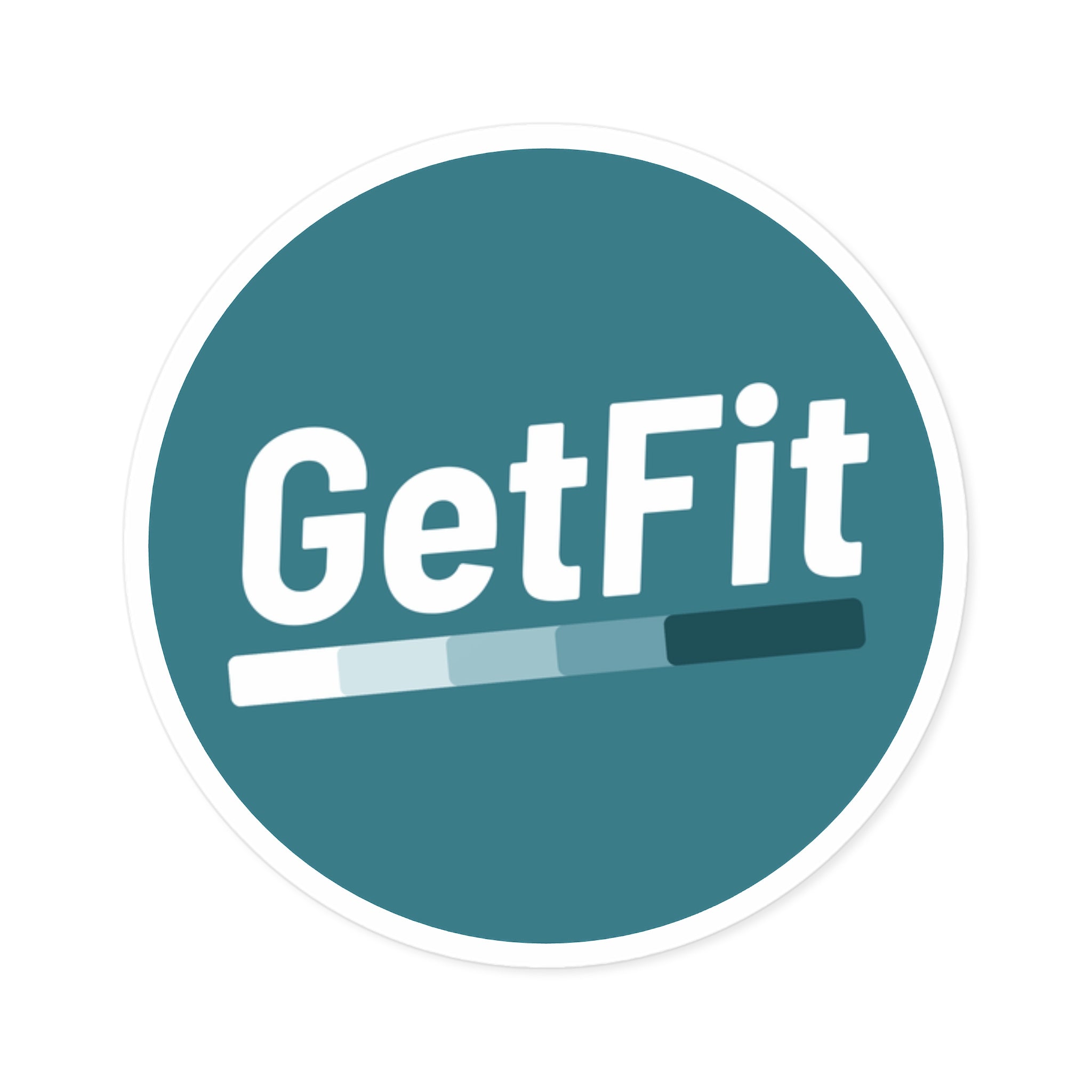 Blue, GetFit Round Sticker — Fitness Logo Indoor/Outdoor Durable Vinyl