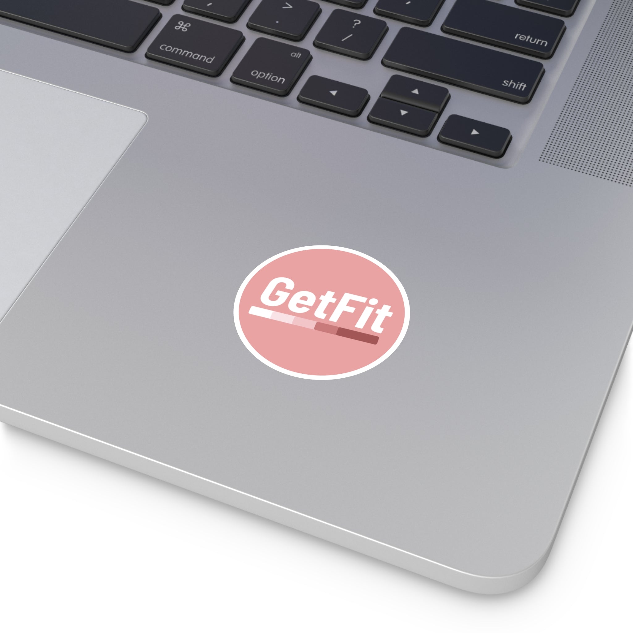 Pink, GetFit Round Sticker — Fitness Logo Indoor/Outdoor Durable Vinyl