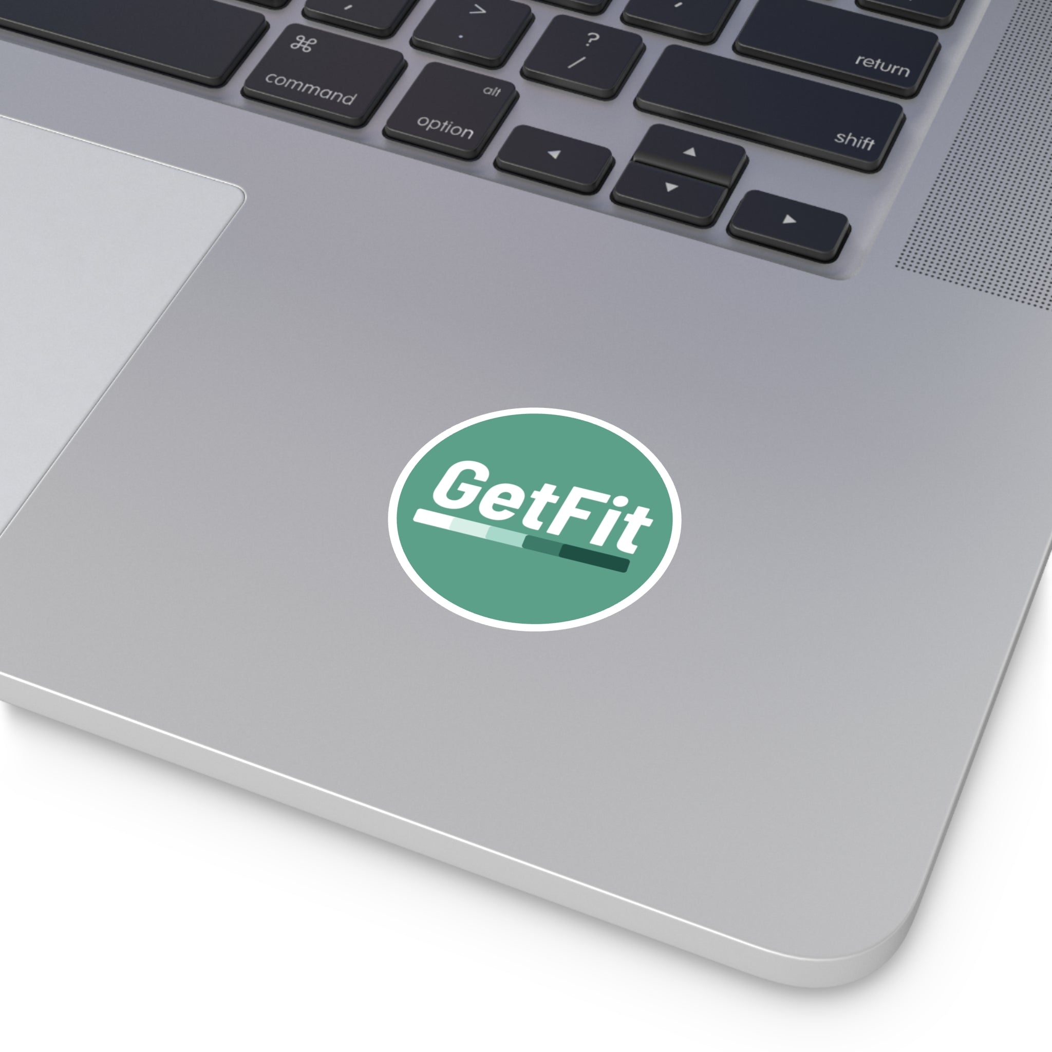 Teal, GetFit Round Sticker — Fitness Logo Indoor/Outdoor Durable Vinyl