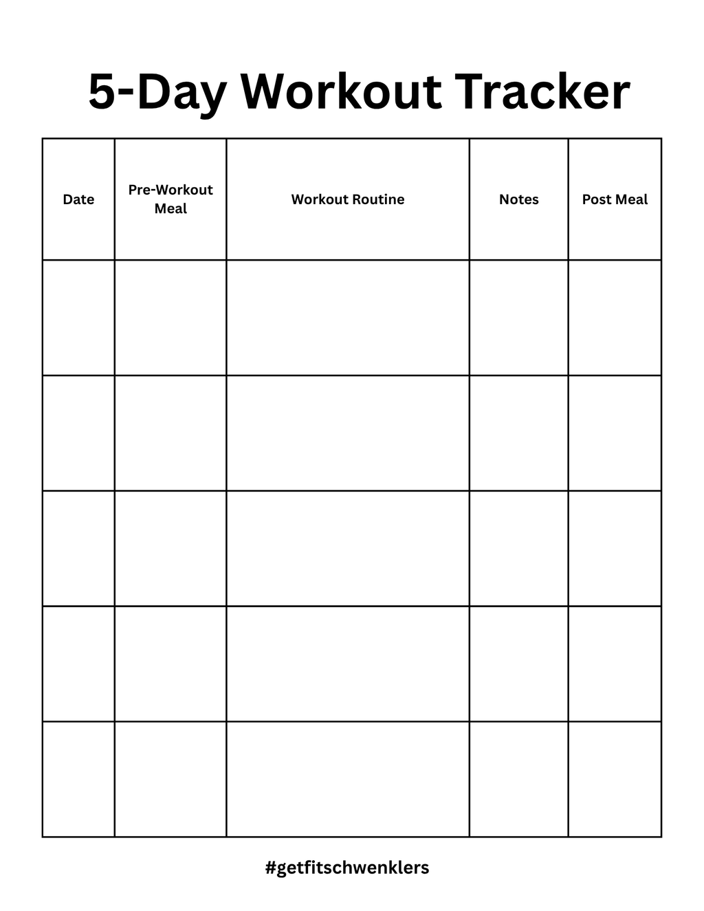 5-Day Workout Tracker