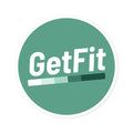 Teal, GetFit Round Sticker — Fitness Logo Indoor/Outdoor Durable Vinyl