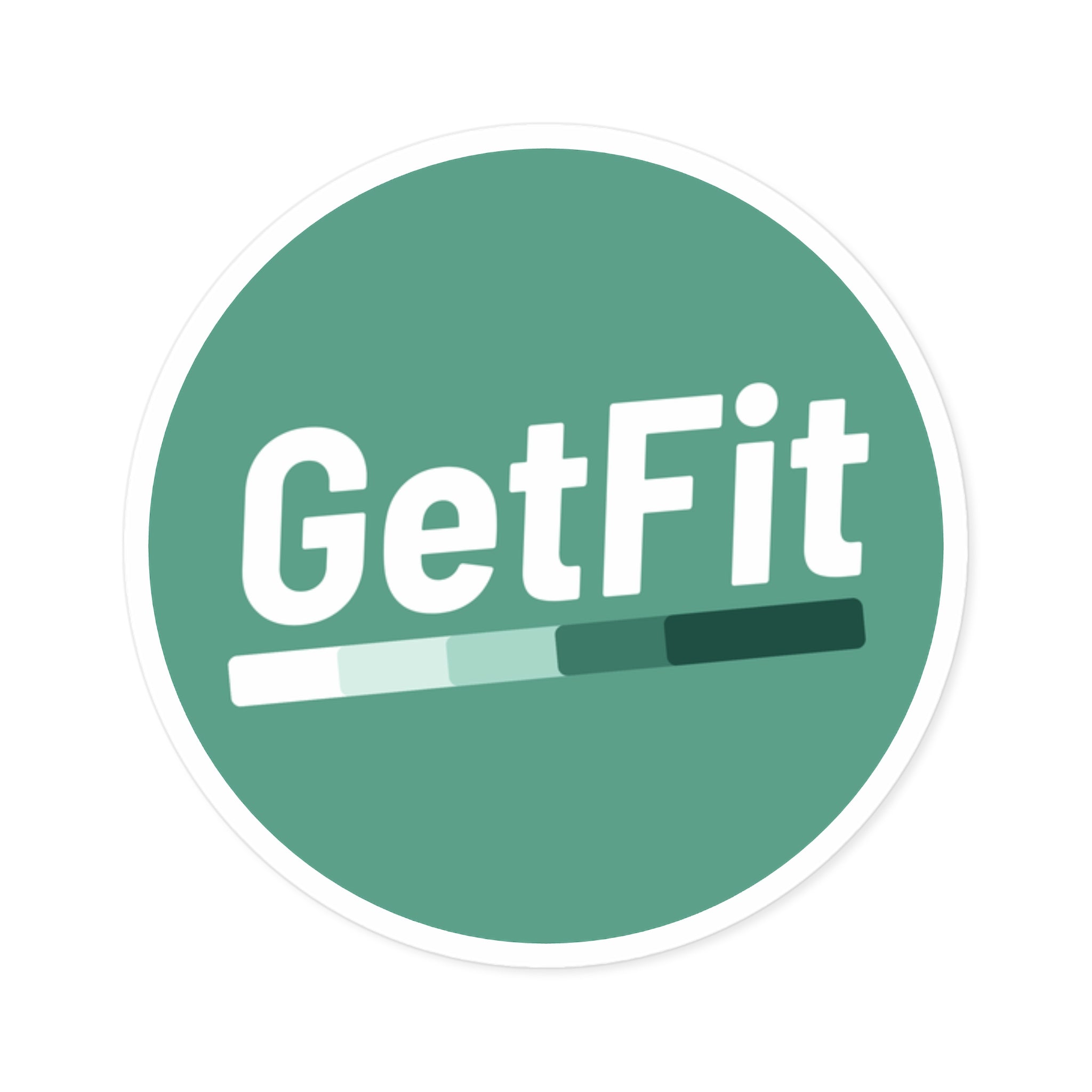 Teal, GetFit Round Sticker — Fitness Logo Indoor/Outdoor Durable Vinyl