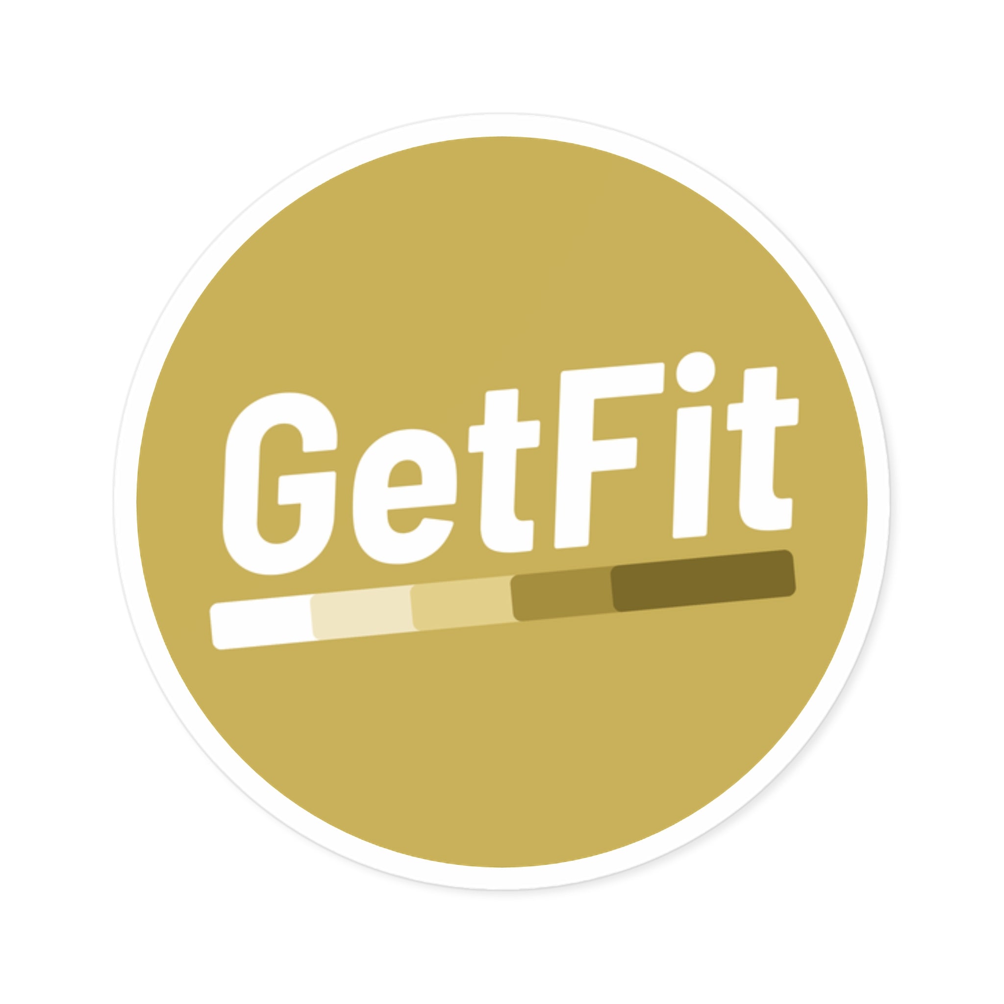 Gold, GetFit Round Sticker — Fitness Logo Indoor/Outdoor Durable Vinyl