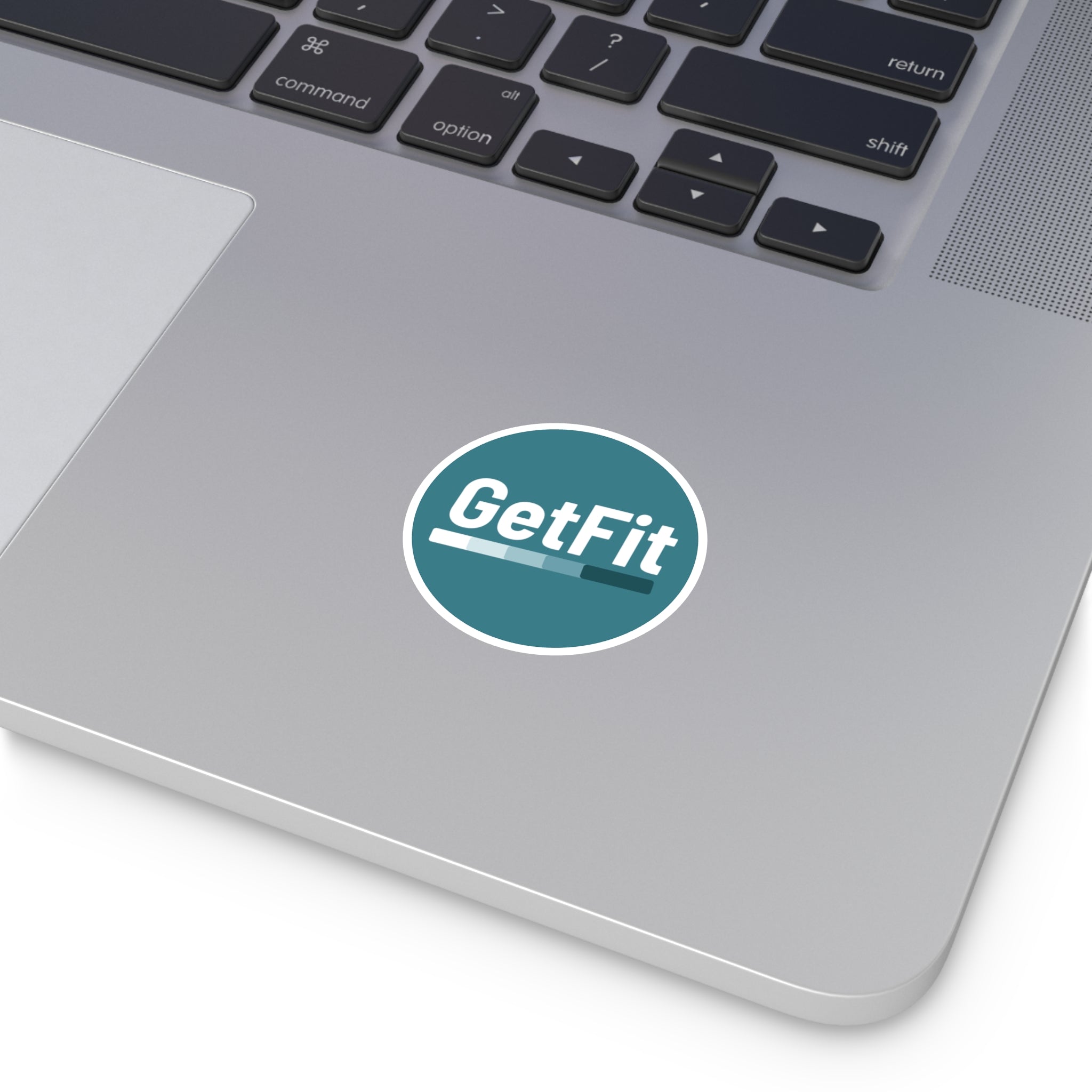 Blue, GetFit Round Sticker — Fitness Logo Indoor/Outdoor Durable Vinyl