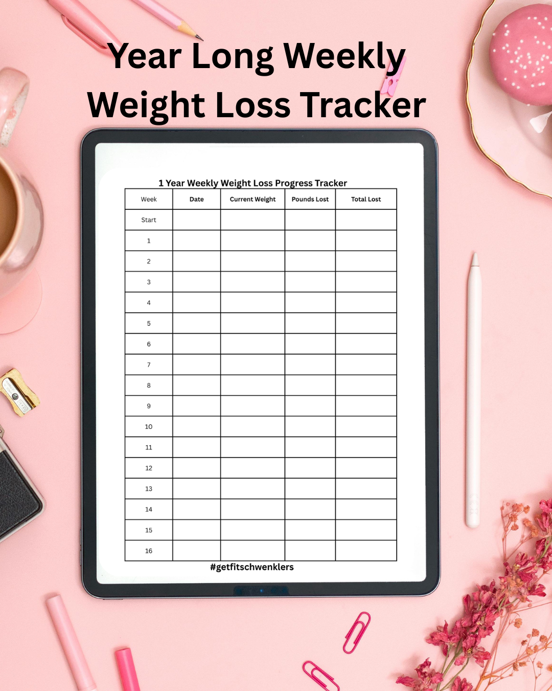 Year Long Weekly Weight Loss Tracker